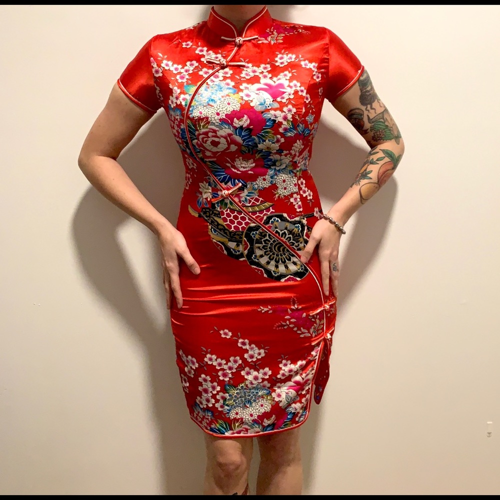 Qipao Inspired Fitted Silk Dress